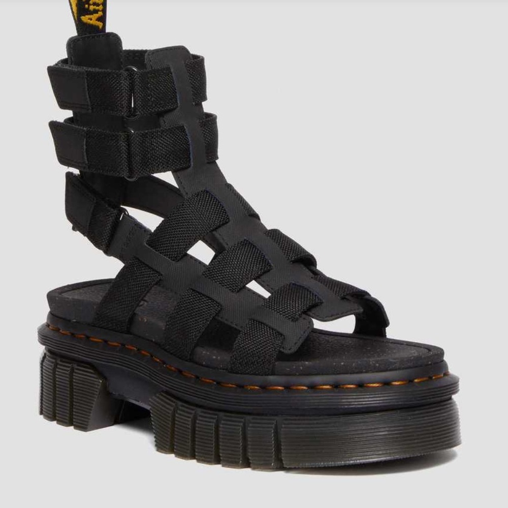 DR MARTENS Ricki Gladiator Black Platform Gladiator Sandals Size 6